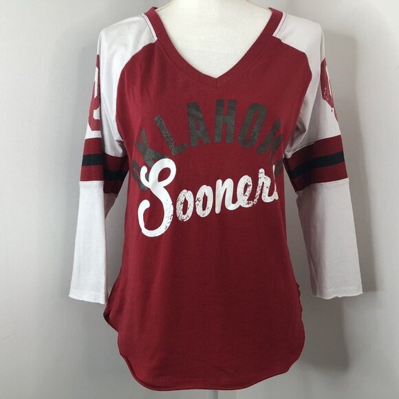 Touch by Alyssa Milano Womens Oklahoma Sooners NCAA VNeck T-Shirt Size Large - Picture 3 of 13